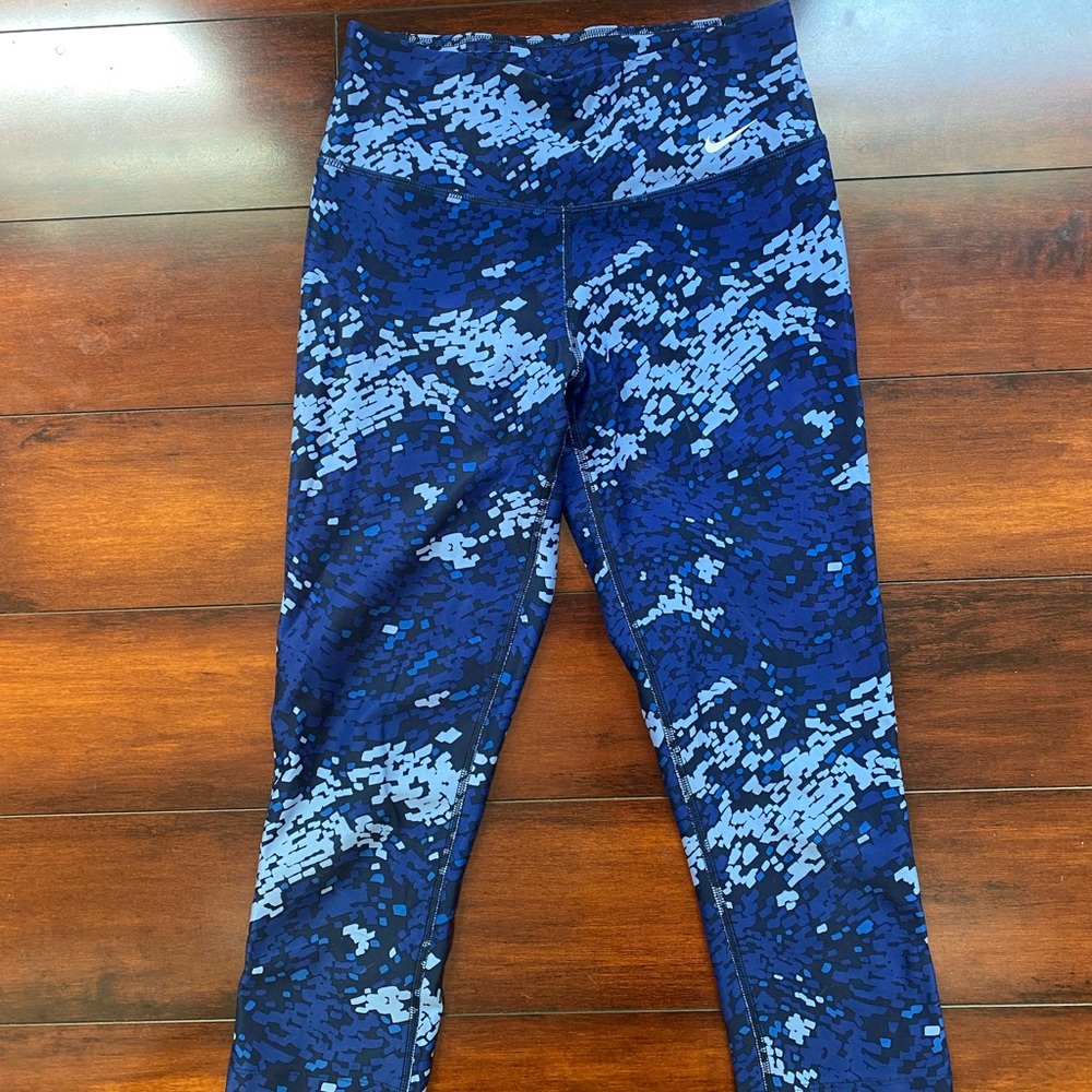 Nike Dri fit workout leggings/pants, multi blue, size x-small